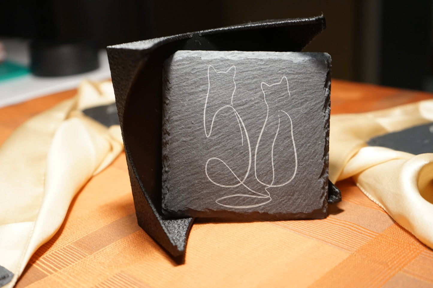 Schiefer Untersetzer Katze