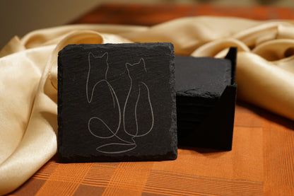 Schiefer Untersetzer Katze