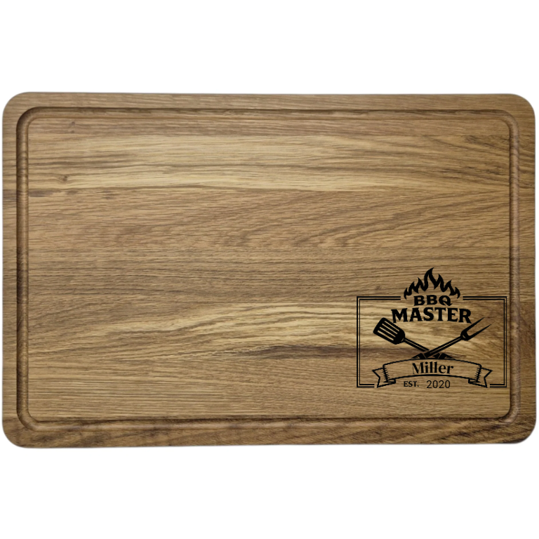 Schneidebrett personalisiert Grill Eiche mit Saftrille