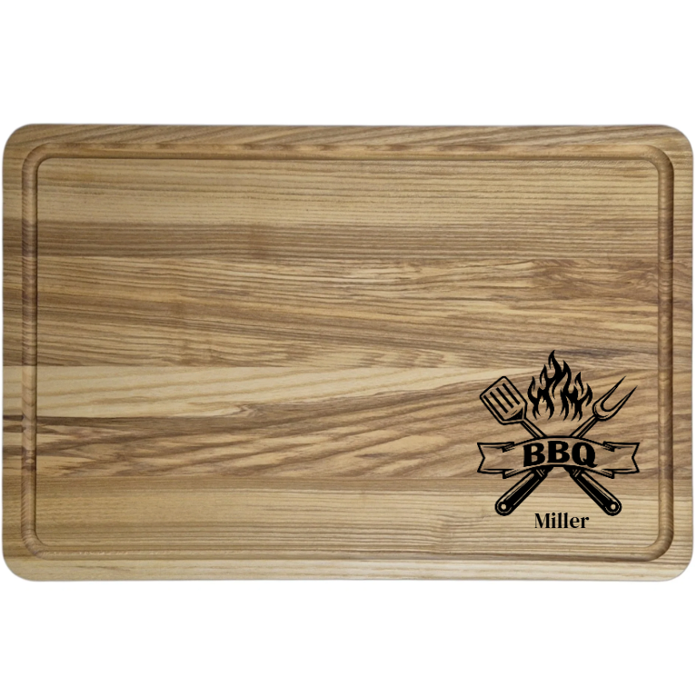 Schneidebrett Personalisiert Grill Kern-Esche mit Saftrille