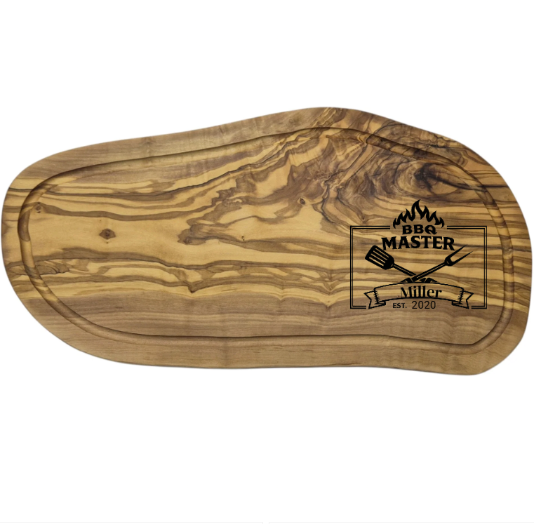 Schneidebrett personalisiert Grill Olive mit Saftrille