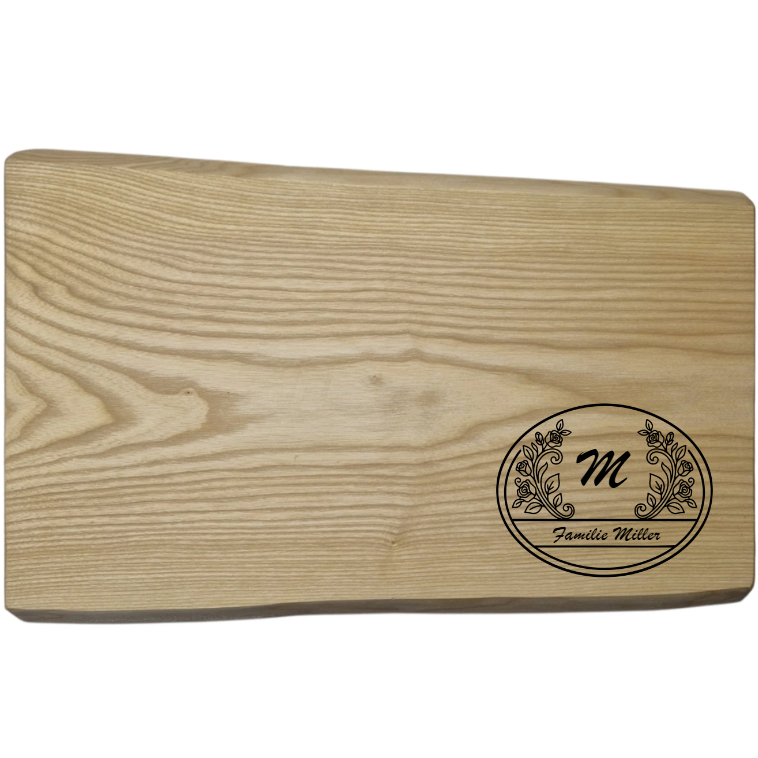 Schneidebrett personalisiert Paar Kern-Esche mit Baumkante