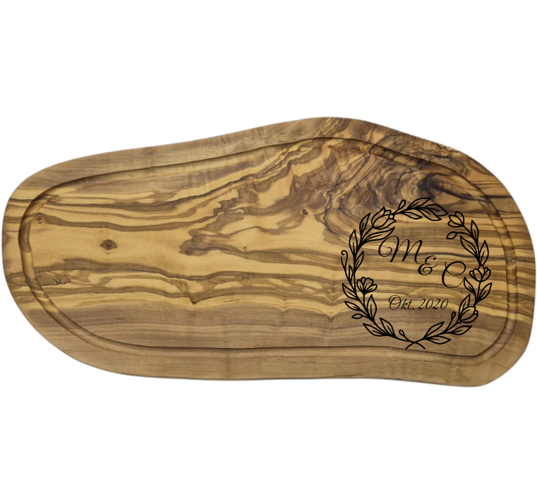Schneidebrett personalisiert Paar Olive mit Saftrille