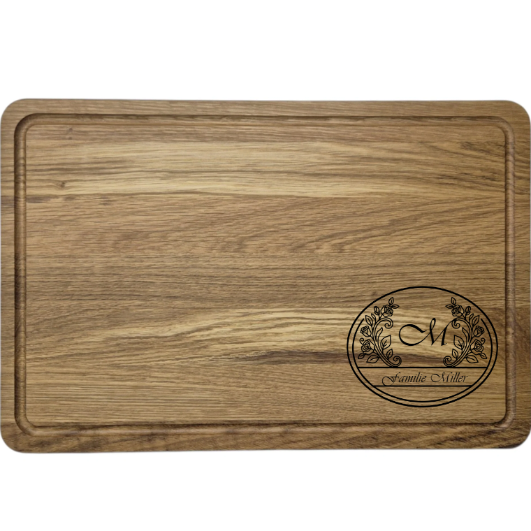 Schneidebrett personalisiert Paar Eiche mit Saftrille